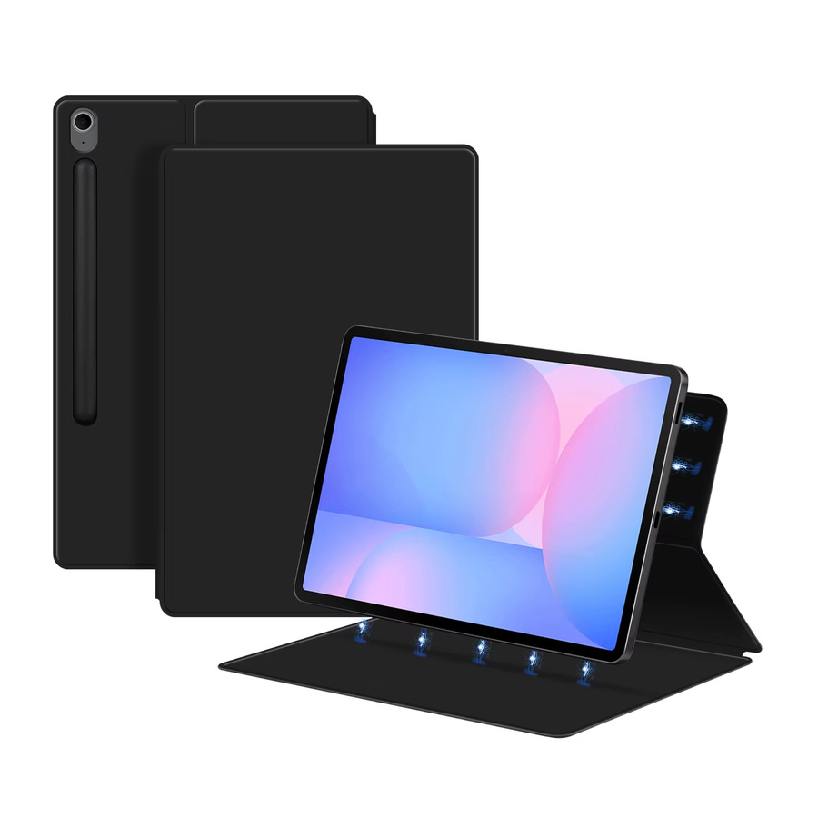 Magnetische Smart Book Case Hülle für Samsung Galaxy Tab S10 FE Plus 2025 mit Bleistifthalter in Schwarz und Grün - Bild 6
