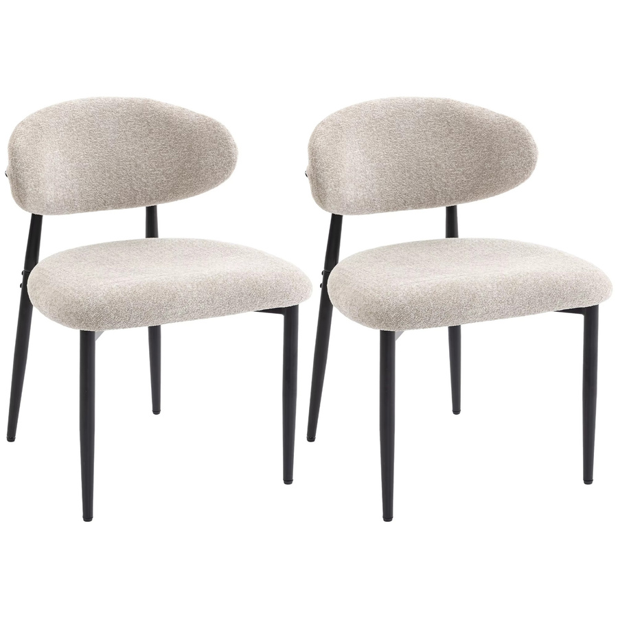 HOMCOM Esszimmerstühle 2er Set in Beige mit Leinenoptik und Stahlbeinen - Bild 2