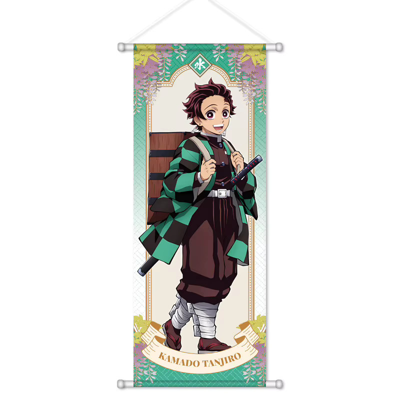 Bandai Dämonentöter Anime Seidenposter als hängende Wanddekoration, Motiv Tanjiro Nezuko Giyuu Mitsuri, B: 28 cm, H: 72 cm, Mehrfarbig - Bild 2