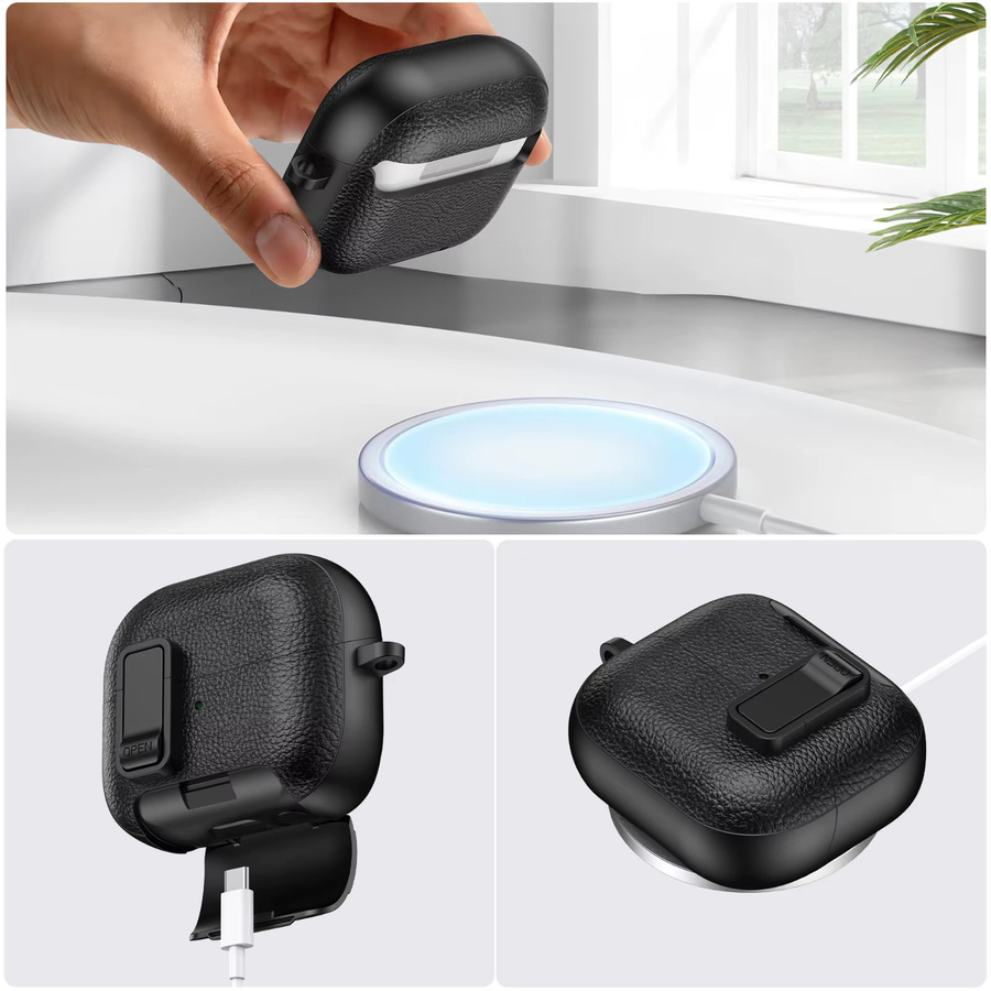 Samsung Kabellose Bluetooth-Kopfhörer-Hülle für Galaxy Buds 3 Pro, Buds 3 FE oder Buds 3 mit Handyhalterung, Schwarz - Bild 2