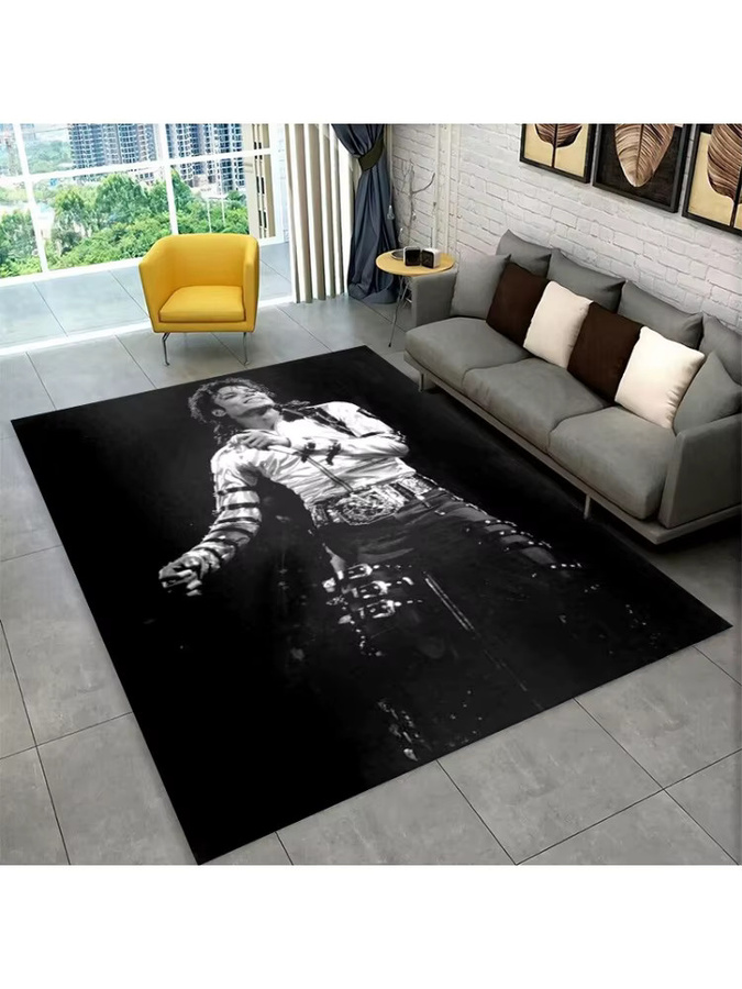 Livrane Michael Jackson Teppich King of Pop in Schwarz, rutschfest und modern für Wohnzimmer, Schlafzimmer oder Kinderzimmer - Bild 2