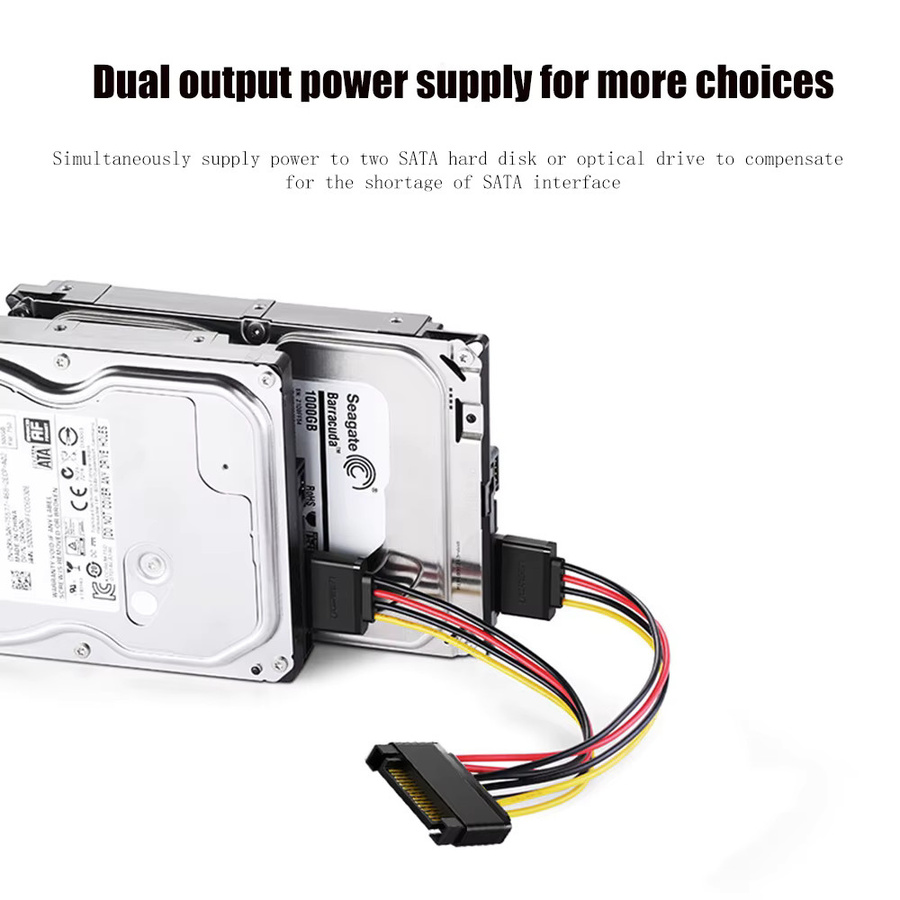 SATA Power Y Splitter Kabel von congdi: 15 Pin SATA Stecker auf Dual 15 Pin Buchse Stromkabel für HDD und SSD, Länge: 20 cm - Bild 2