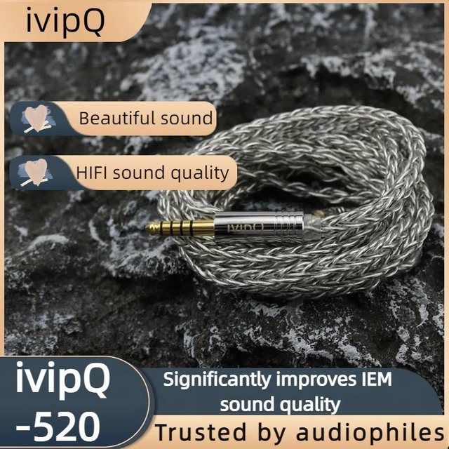 IvipQ-520 8Core Graphene und Single Crystal Copper Kopfhörer-Upgrade-Kabel in Silber mit 3,5 mm Jack, 4,4 mm und 0,78 2PIN für Bravery T3 PLUS ZERO Winter - Bild 1