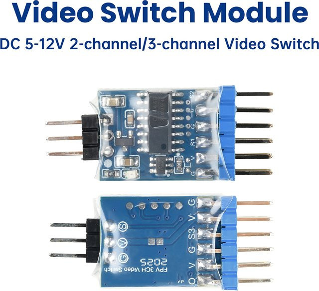 Gaqqee Video-Umschaltmodul 2-Kanal/3-Kanal in Blau, DC 5–12 V, geeignet für FPV-Drohnen und Kameras - Bild 1