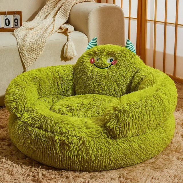 Waschbares Haustiernest Pet Products My in Grün mit Cartoon-Monster-Design für große Hunde und Katzen aus Fleece, XL - Bild 1