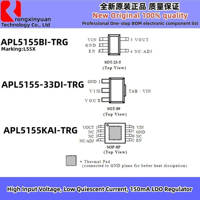 20 Stück RONGXINYUAN APL5155 LDO Regler 150mA - Bild 1