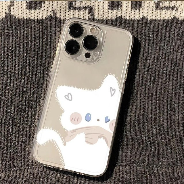 Durchsichtige Handyhülle mit Cartoon Schwarz Weiß Katzen Paar für iPhone 17 Air 16 15 14 Plus 13 12 11 Pro Max Mini XS XR 7 8 SE2 in Weiß - Bild 1