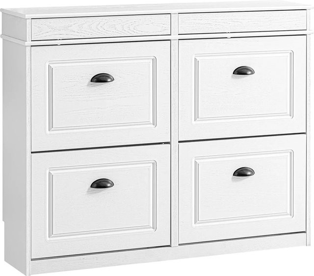 SoBuy Schuhschrank schmal mit 4 Klappen in Weiß, B/H/T: 105 x 82 x 24 cm - Bild 1
