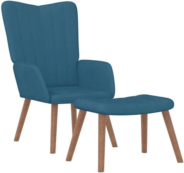 vidaXL Relaxsessel mit Hocker in Blau aus Samt für das Wohnzimmer - Bild 1