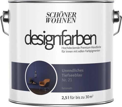 Schöner Wohnen Designfarben Dispersionsfarbe Unendliches Tiefseeblau matt 2,5 l - Bild 1
