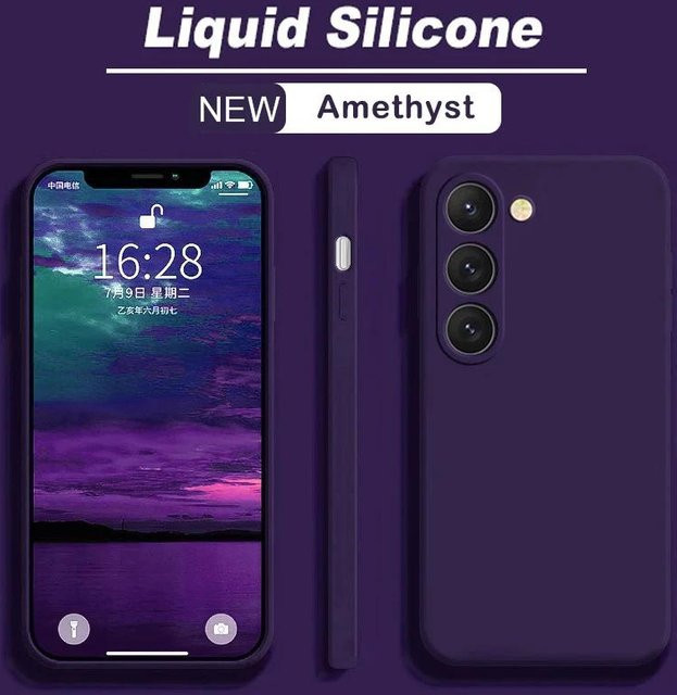 Stoßfeste Flüssigsilikon-Handyhülle für Samsung Galaxy S25 S24 S23 S22 Ultra S21FE S20FE A32 A52 A51 A71 in Dunkelviolett - Bild 1