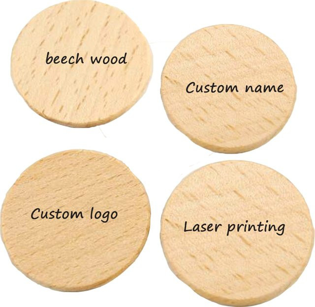 Alenybeby Buchenholzscheiben zum Gravieren für DIY Baby Beißringe, Durchmesser: 3,7 cm, Naturholzfarben - Bild 1