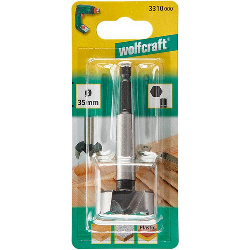 Wolfcraft Forstnerbohrer mit 1/4 Zoll Sechskant Aufnahme, Durchmesser: 35 mm, silberfarben - Bild 2