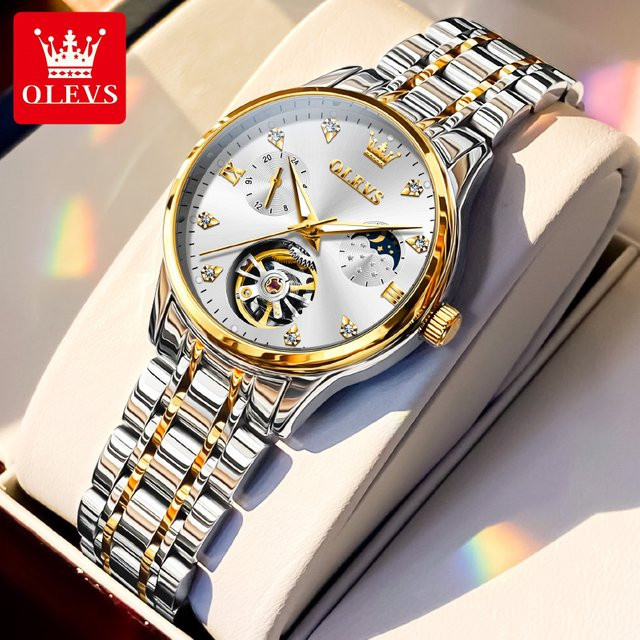 OLEVS Chronograph, Automatik, Edelstahl, Bicolor, Damen - Bild 1