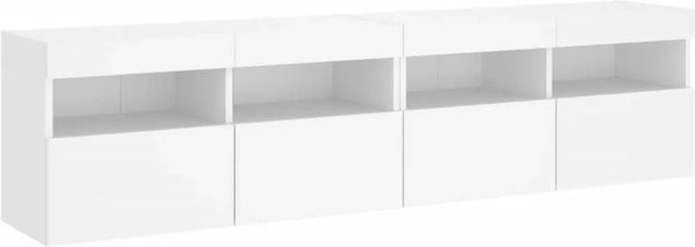 vidaXL TV-Wandschränke mit LED-Leuchten, 2er-Set, Weiß, B/T/H: 80 x 30 x 40 cm - Bild 1