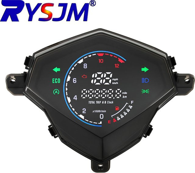 RYSJM Digitaler Tachometer mit LED-Instrumenteneinheit und Kilometerzähler für Suzuki Address 110 in Schwarz - Bild 1