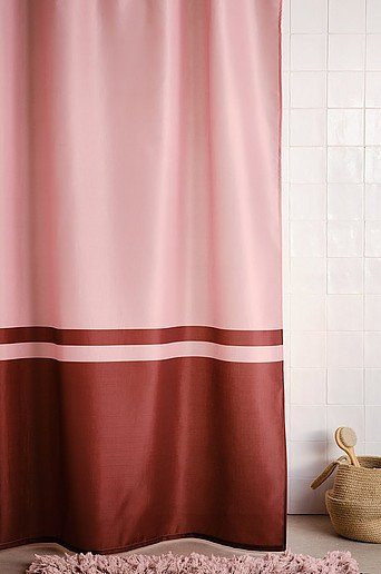 ESRA Duschvorhang Polyester gestreift pink wasserdicht B: 180 cm, H: 200 cm - Bild 1