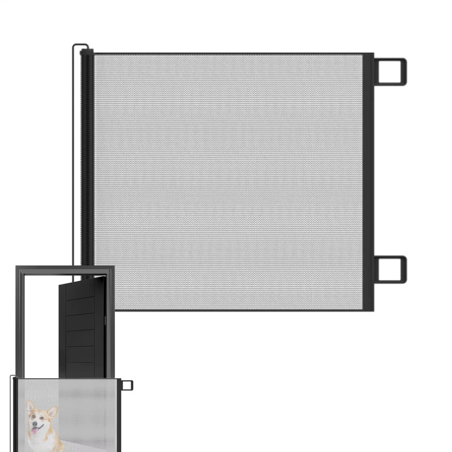 Einziehbares Mesh-Babytor in Schwarz ohne Bohren als kindersicheres Treppenschutzgitter und Trennnetz für Hunde und Katzen, Breite: 80 cm - Bild 2