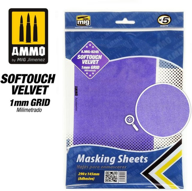 AMMO by MIG Jimenez Softouch Velvet Masking Sheets, 5-teiliges Set, Lila - Bild 1