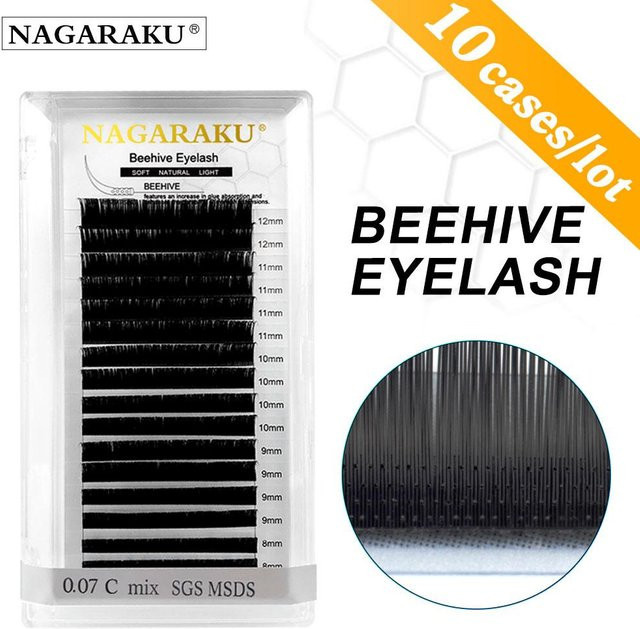 NAGARAKU Laser Beehive Einzelwimpernverlängerung, Schwarz, 10 Packungen - Bild 1