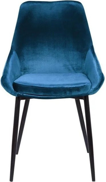 Vente-unique Stuhl Masurie in Marineblau aus Samt mit Metallgestell, Breite: 49 cm - Bild 1