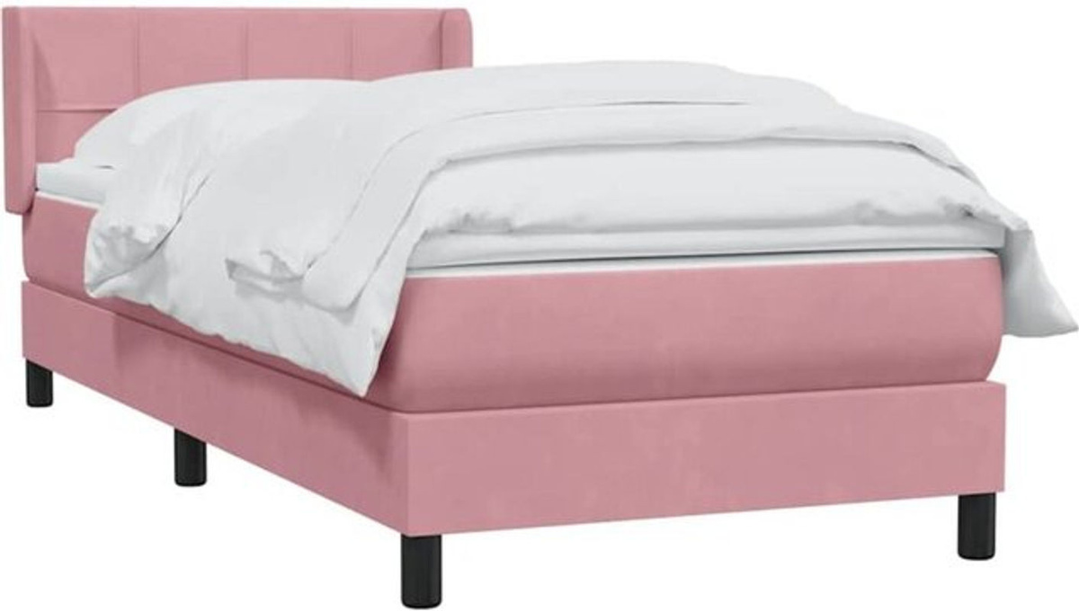 vidaxl Boxspringbett mit Matratze in Rosa und Weiß aus Samt, B/L: 80 x 220 cm - Bild 1