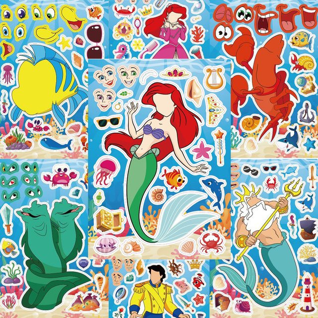 Disney Die kleine Meerjungfrau Puzzle-Aufkleber, Make-a-Face-Spiel - Bild 1