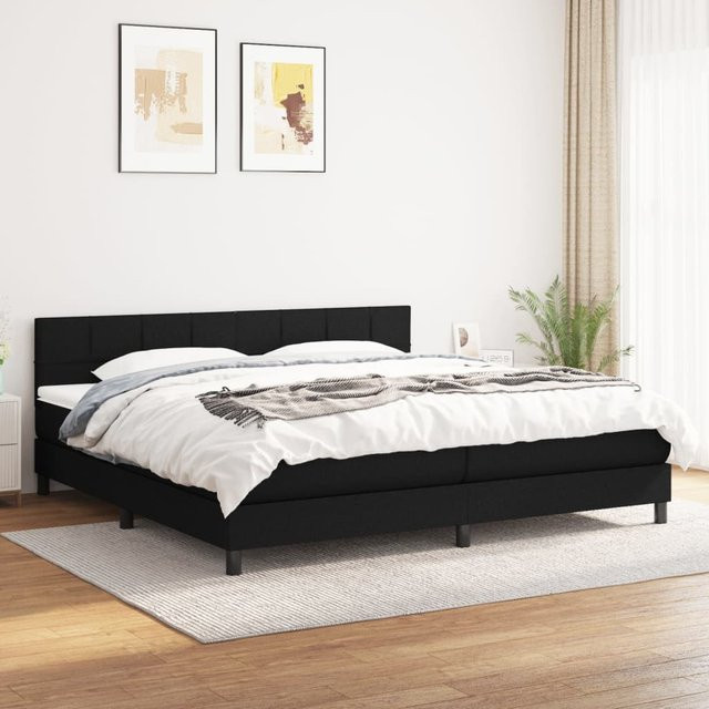 vidaXL Boxspringbett mit Matratze Schwarz Stoff B/T/H: 200 x 200 cm - Bild 3