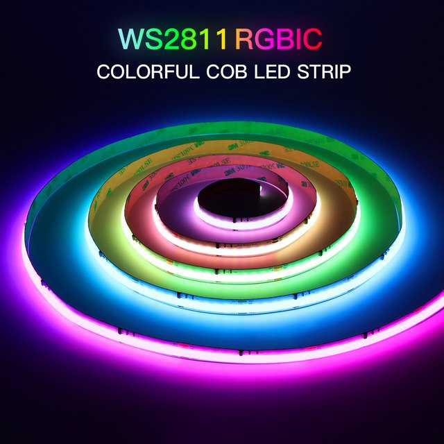 CHNAITEKE RGBIC COB LED-Streifen, adressierbare WS2811 IC Neonlampe, Multicolor, 12 V, 2,4 m - Bild 1