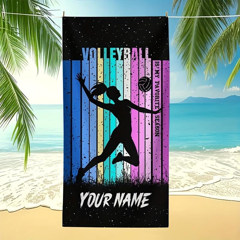 Individuelles Volleyball-Strandtuch von JMG Household Supplies mit personalisiertem Namensdruck, schnell trocknend, B/H: 50 x 100 cm, Mehrfarbig - Bild 2