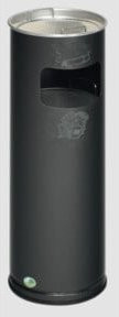 VAR Kombi-Ascher und Abfallsammler rund in Antiksilber für Innen und Außen mit Sieb und Kantenschutz, Volumen: 16,7 l, Durchmesser: 23 cm, Höhe: 66 cm - Bild 1
