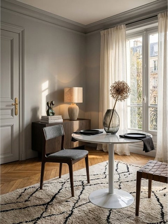 Runder Esstisch von KADIMA DESIGN in Weiß Hochglanz für 2 Personen, B/T/H: 75 x 75 x 74 cm