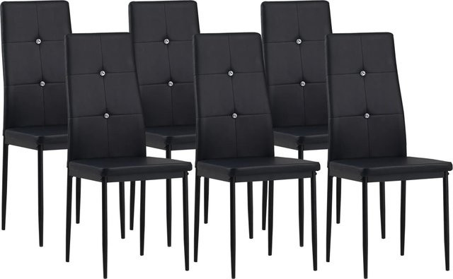 Albatros Esszimmerstühle DIAMOND 6er Set in Schwarz mit Kunstleder-Bezug und Diamant-Look - Bild 1