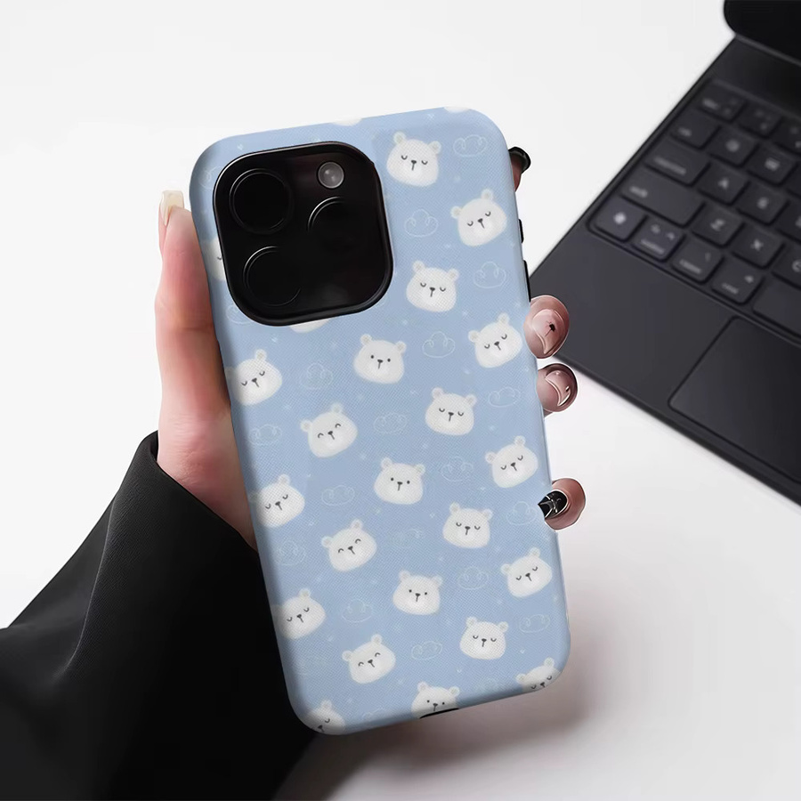 Potdemiel Robuste Handyhülle mit weißem Bär auf hellblauem Hintergrund für iPhone 17 16 15 14 13 Pro Max Plus, magnetisch und doppelschichtig - Bild 3