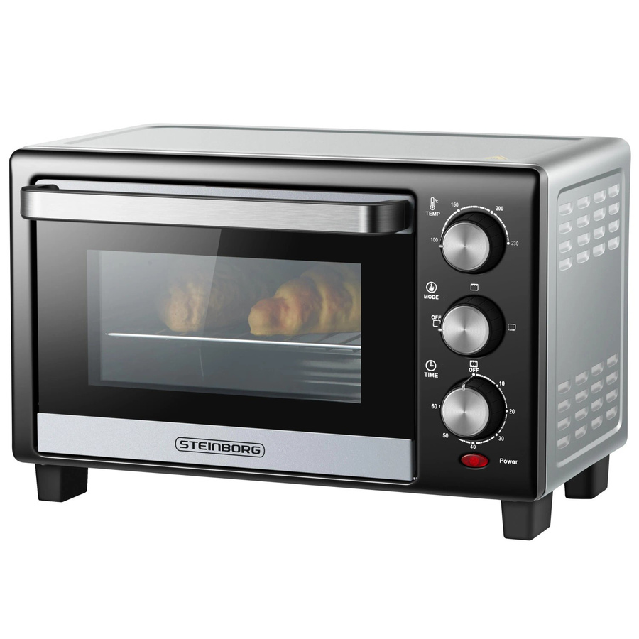 Steinborg Minibackofen 15 Liter mit Timer und Ober-/Unterhitze, 1200 Watt, Edelstahl und Glas, B/T/H: 40,8 x 30,5 x 26,6 cm - Bild 2