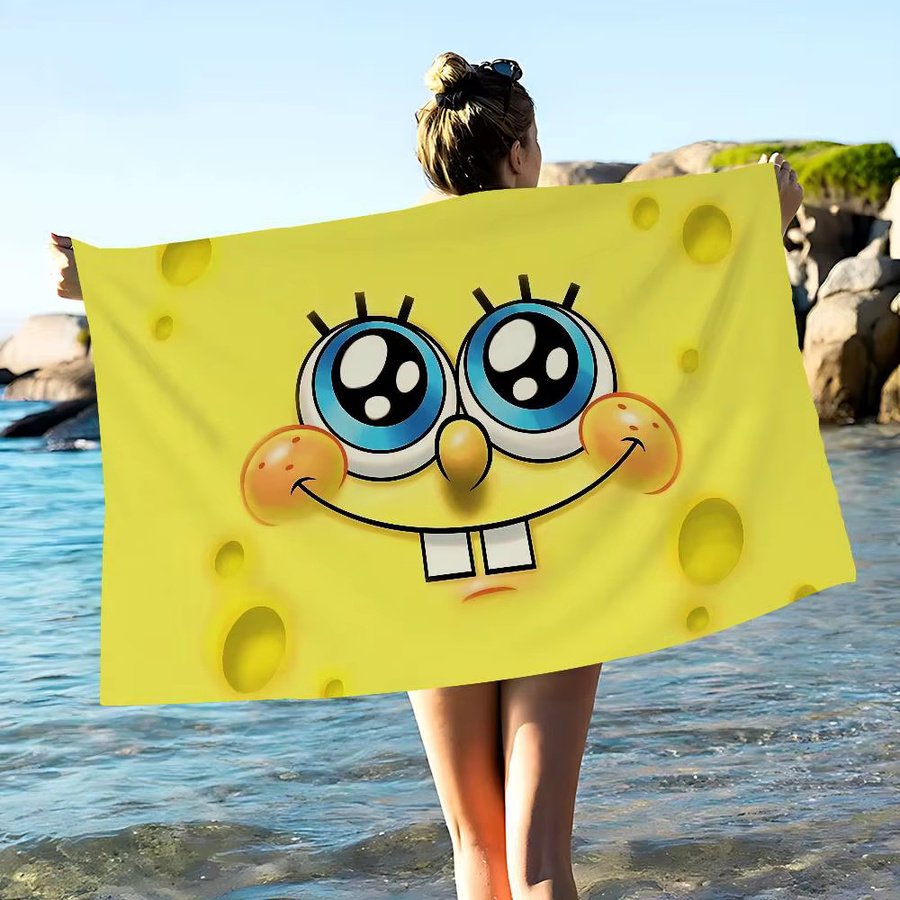 Magic Shark Spongebob Badetuch für Kinder aus Mikrofaser in Gelb, weich und wasserabsorbierend - Bild 2