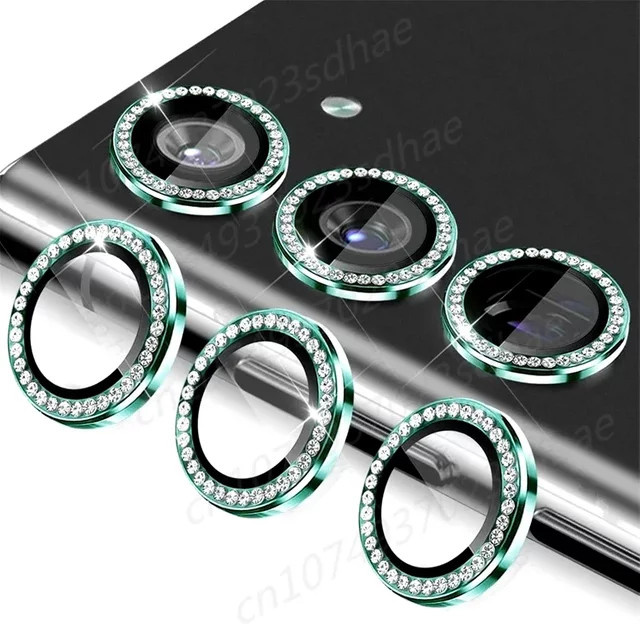 Diamant Kamera Objektiv Schutz für Samsung Galaxy A55 A35 5G A54 A34 5G 9H Gehärtetes Glas mit Legierung Ring Abdeckung in Blau und Silber - Bild 1