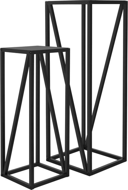 ML-Design Blumenständer 2er Set aus Stahl in Schwarz, B/T/H: 21,5 x 21,5 x 57,4 cm und 26 x 26 x 73,5 cm - Bild 1
