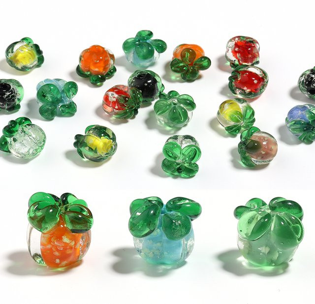 louleur Perlen Glas, Leuchtende Lampwork Persimmon, 11x13mm, Unisex - Bild 1