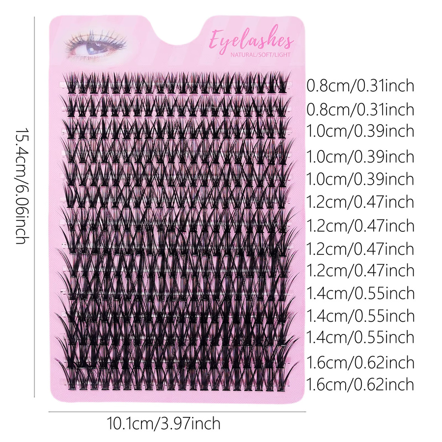 JIEFUXIN Künstliche Wimpern, 40D Cluster, 8-16mm Mix, Unisex - Bild 4
