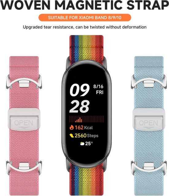 FancyWrist Uhrenarmband Nylon, pink, Unisex, Xiaomi Mi Band 10 9 8 - Bild 1