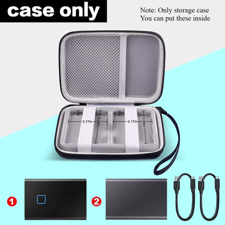 Schutzhülle kompatibel mit Samsung T7 und T7 Touch Portable SSD in Schwarz und Blau von Carr - Bild 2