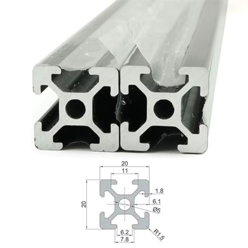 2 Stück eloxierte 2020 V-Nut Aluminiumprofile mit T-Nut für 3D-Drucker und Linearschienenrahmen, Länge: 1-1000 mm - Bild 3