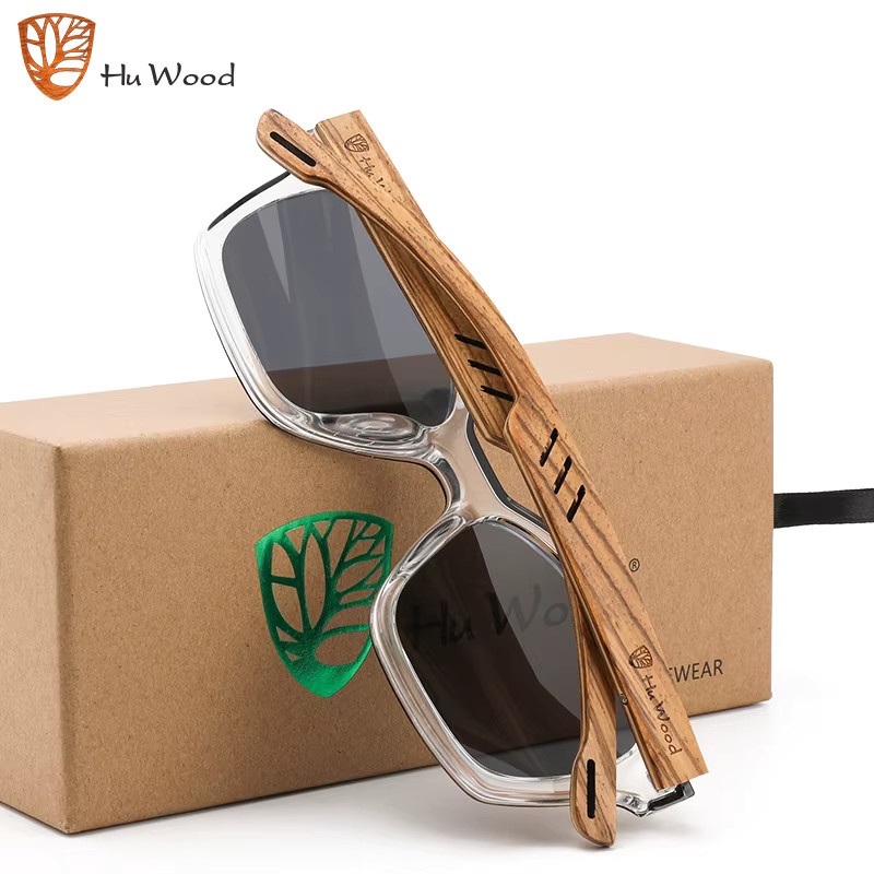 HU WOOD GR8061 Sonnenbrille, Vollrand, polarisiert, Unisex, blau, transparent - Bild 3