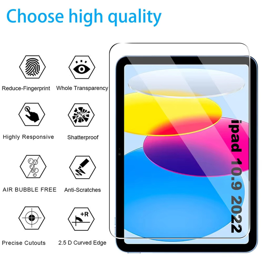 Apple Displayschutzfolie aus 9H gehärtetem Glas für iPad 10. Generation 10,9 Zoll (2022), transparent - Bild 4