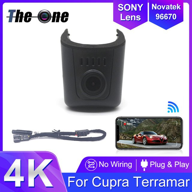 HESHECAM 4K Dashcam mit WIFI für Cupra Terramar 2024 2025 2026, vordere und hintere Auto-Kamerarekorder in Schwarz - Bild 1