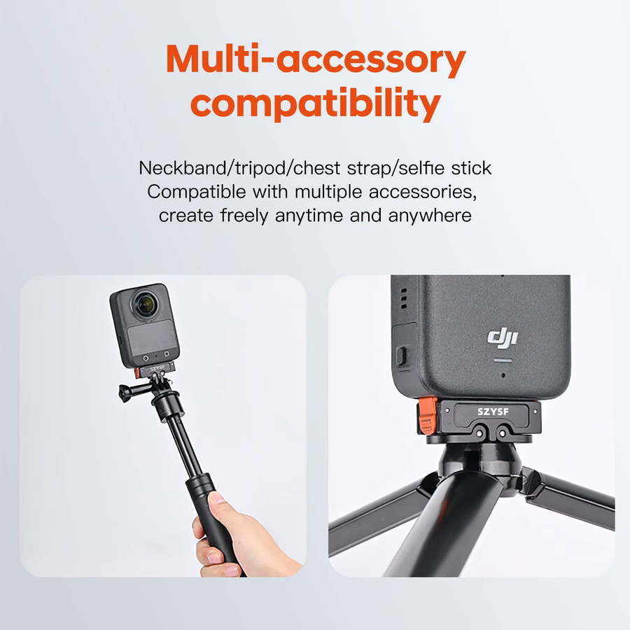 DJI Magnetische Schnellwechseladapter-Montagehalterung aus Metall für Osmo Action 5 Pro/4/3 mit 1/4 Zoll Schraubenloch und Klappsockel in Schwarz - Bild 4