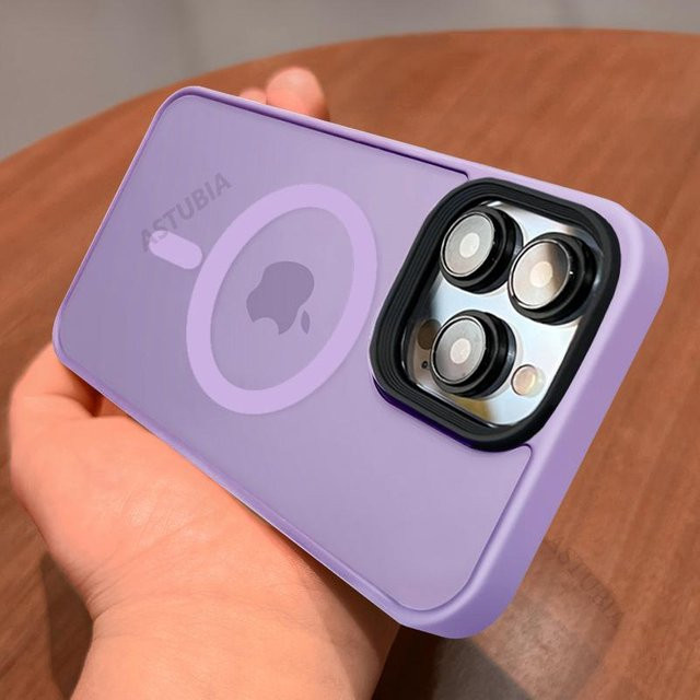 Magnetische Schutzhülle für Apple iPhone in Transparent und Purple, mattes und stoßfestes Gehäuse mit kabellosem Lade-Support - Bild 1