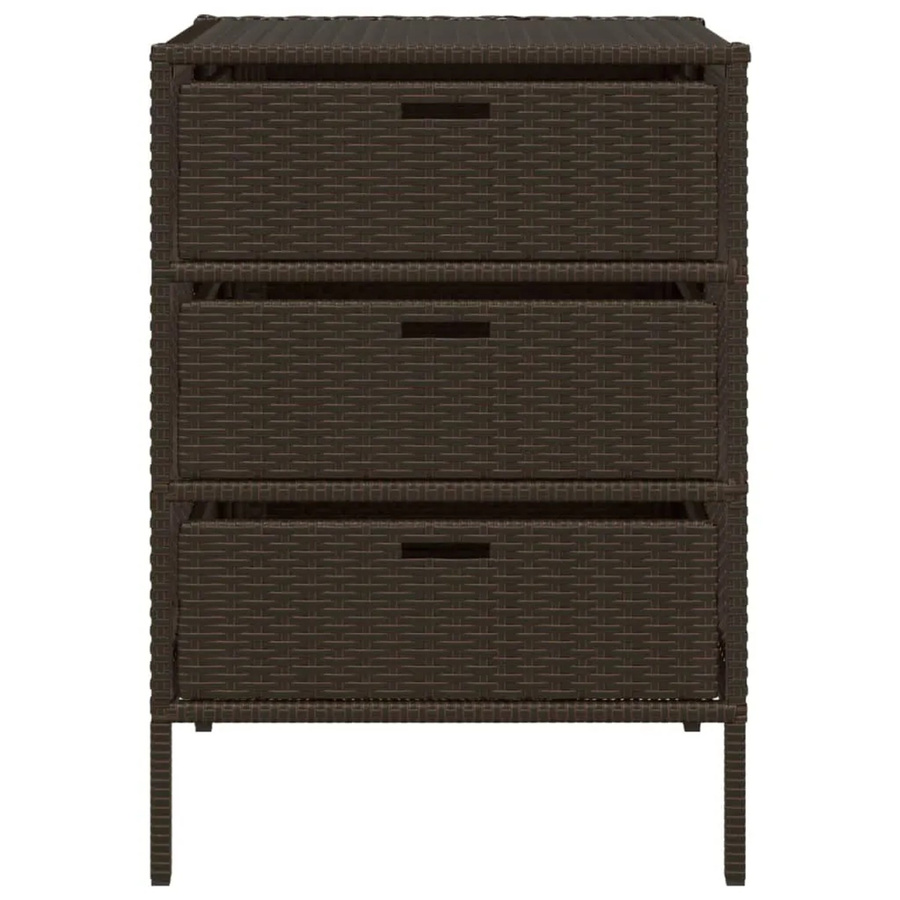 vidaXL Gartenschrank aus Poly Rattan und Metall in Braun mit Türen und Schubladen B/T/H: 55 x 59 x 80 cm - Bild 2