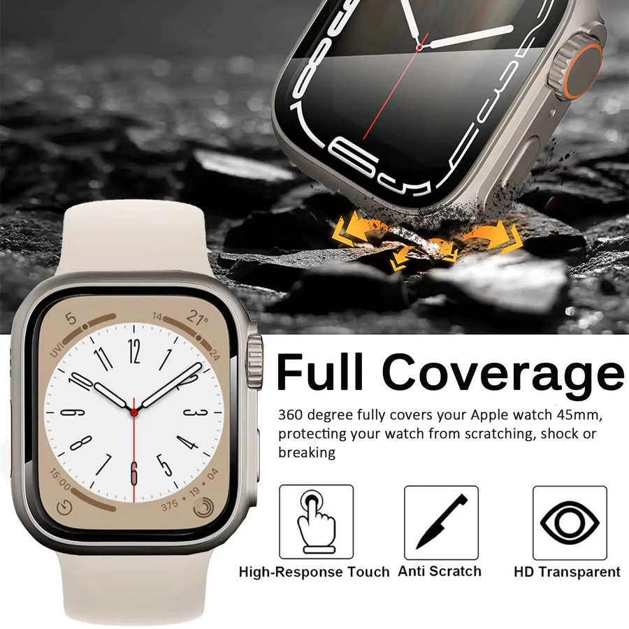 HUBANDE Displayschutzfolie und Hülle für Apple Watch, Silber, Silikon - Bild 3